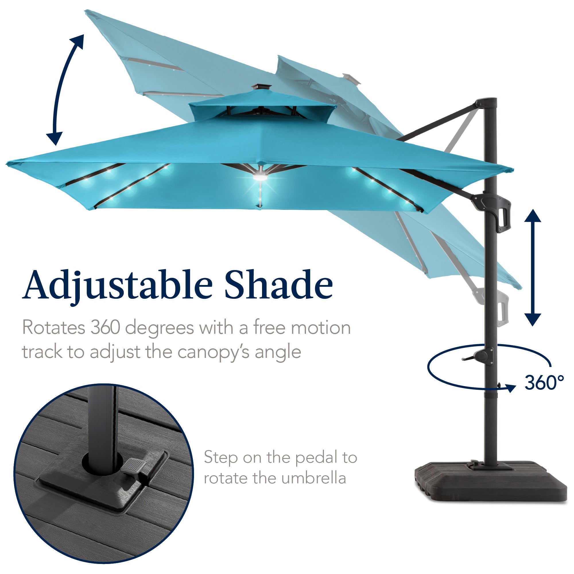 9x12ft 2-Tier Outdoor Solar LED Cantilever Patio Umbrella