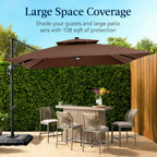 9x12ft 2-Tier Outdoor Solar LED Cantilever Patio Umbrella