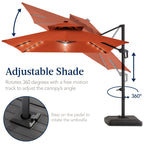 9x12ft 2-Tier Outdoor Solar LED Cantilever Patio Umbrella