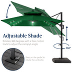 9x12ft 2-Tier Outdoor Solar LED Cantilever Patio Umbrella