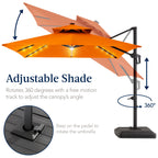 9x12ft 2-Tier Outdoor Solar LED Cantilever Patio Umbrella