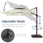 12x12ft 2-Tier Outdoor Solar LED Cantilever Patio Umbrella
