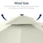 12x12ft 2-Tier Outdoor Solar LED Cantilever Patio Umbrella
