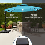 12x12ft 2-Tier Outdoor Solar LED Cantilever Patio Umbrella