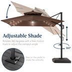 12x12ft 2-Tier Outdoor Solar LED Cantilever Patio Umbrella