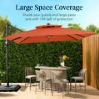12x12ft 2-Tier Outdoor Solar LED Cantilever Patio Umbrella