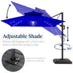 12x12ft 2-Tier Outdoor Solar LED Cantilever Patio Umbrella