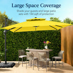 12x12ft 2-Tier Outdoor Solar LED Cantilever Patio Umbrella