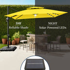 12x12ft 2-Tier Outdoor Solar LED Cantilever Patio Umbrella