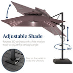 12x12ft 2-Tier Outdoor Solar LED Cantilever Patio Umbrella