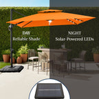 12x12ft 2-Tier Outdoor Solar LED Cantilever Patio Umbrella