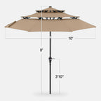 3-Tier Patio Umbrella w/ Tilt Adjustment, Crank - 10ft