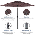3-Tier Patio Umbrella w/ Tilt Adjustment, Crank - 10ft