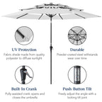 3-Tier Patio Umbrella w/ Tilt Adjustment, Crank - 10ft