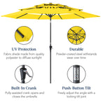 3-Tier Patio Umbrella w/ Tilt Adjustment, Crank - 10ft
