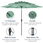 3-Tier Patio Umbrella w/ Tilt Adjustment, Crank - 10ft