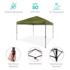 One-Person Setup Instant Pop Up Canopy w/ Case, 4 Weight Bags - 12x12ft