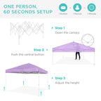 One-Person Setup Instant Pop Up Canopy w/ Case, 4 Weight Bags - 12x12ft