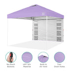 One-Person Setup Instant Pop Up Canopy w/ Side Wall, Carrying Case - 10x10ft