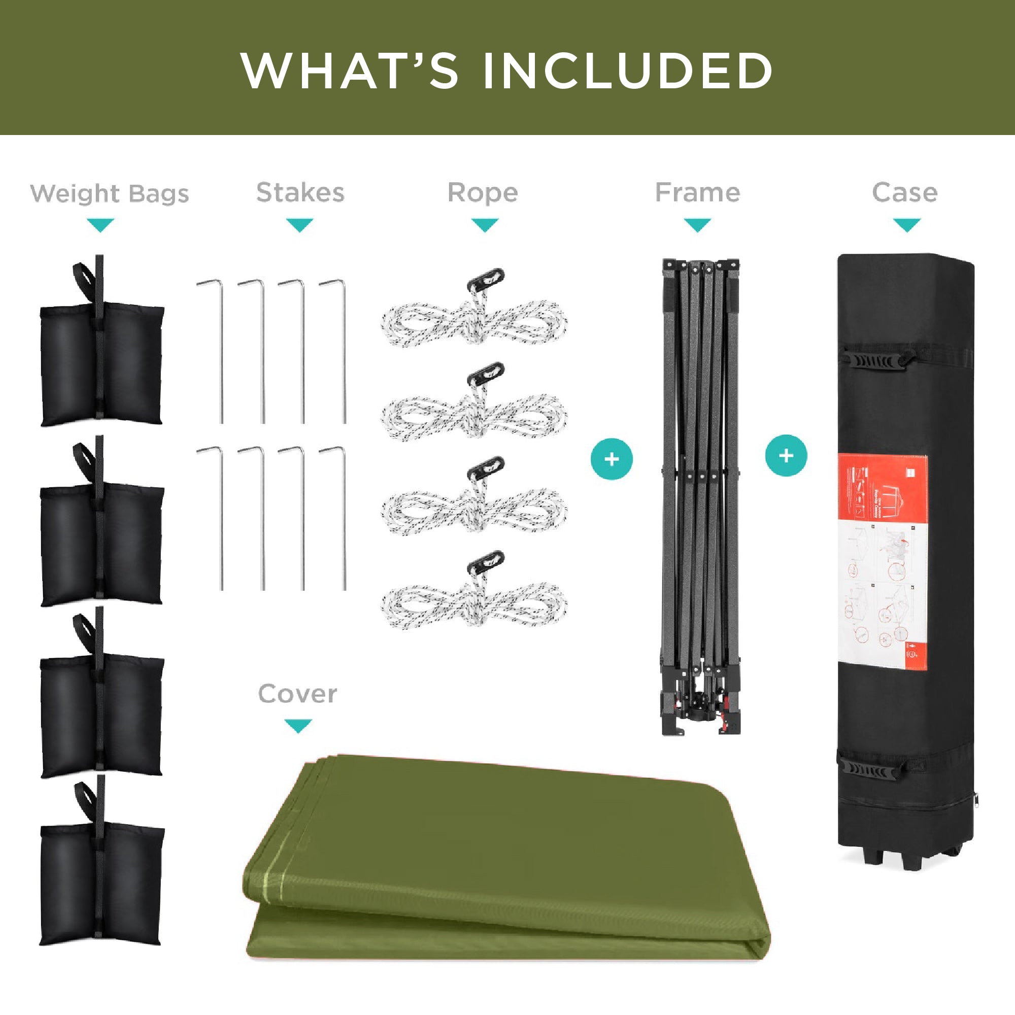 One-Person Setup Instant Pop Up Canopy w/ Case, 4 Weight Bags - 8x8ft