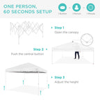 One-Person Setup Instant Pop Up Canopy w/ Case, 4 Weight Bags - 8x8ft