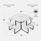 8-Person Circular Picnic Table w/ Umbrella Hole, 4 Benches