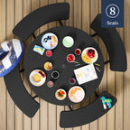 8-Person Circular Picnic Table w/ Umbrella Hole, 4 Benches
