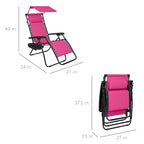 Folding Zero Gravity Recliner Patio Lounge Chair w/ Canopy, Side Tray