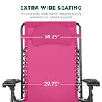 Oversized Reclining Zero Gravity Chair Lounger w/ Cup Holder, Pillow