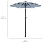 Outdoor Solar Patio Umbrella w/ Push Button Tilt, Crank Lift - 7.5ft