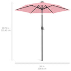 Outdoor Solar Patio Umbrella w/ Push Button Tilt, Crank Lift - 7.5ft