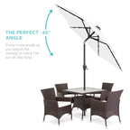 Outdoor Solar Patio Umbrella w/ Push Button Tilt, Crank Lift - 7.5ft
