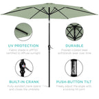Outdoor Steel Market Patio Umbrella Decoration w/ Tilt, Crank Lift - 10ft