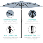 Outdoor Steel Market Patio Umbrella Decoration w/ Tilt, Crank Lift - 10ft