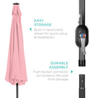 Solar LED Lighted Patio Umbrella w/ Tilt Adjustment, UV-Resistant - 10ft