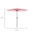Solar LED Lighted Patio Umbrella w/ Tilt Adjustment, UV-Resistant - 10ft