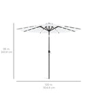 Solar LED Lighted Patio Umbrella w/ Tilt Adjustment, UV-Resistant - 10ft
