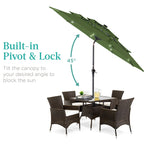 3-Tier Solar Patio Umbrella w/ LED Lights, Tilt Adjustment, Crank - 10ft