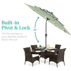 3-Tier Solar Patio Umbrella w/ LED Lights, Tilt Adjustment, Crank - 10ft