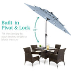3-Tier Solar Patio Umbrella w/ LED Lights, Tilt Adjustment, Crank - 10ft