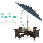 3-Tier Solar Patio Umbrella w/ LED Lights, Tilt Adjustment, Crank - 10ft
