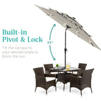 3-Tier Solar Patio Umbrella w/ LED Lights, Tilt Adjustment, Crank - 10ft