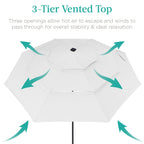 3-Tier Solar Patio Umbrella w/ LED Lights, Tilt Adjustment, Crank - 10ft