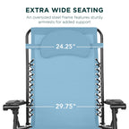 Oversized Reclining Zero Gravity Chair Lounger w/ Cup Holder, Pillow