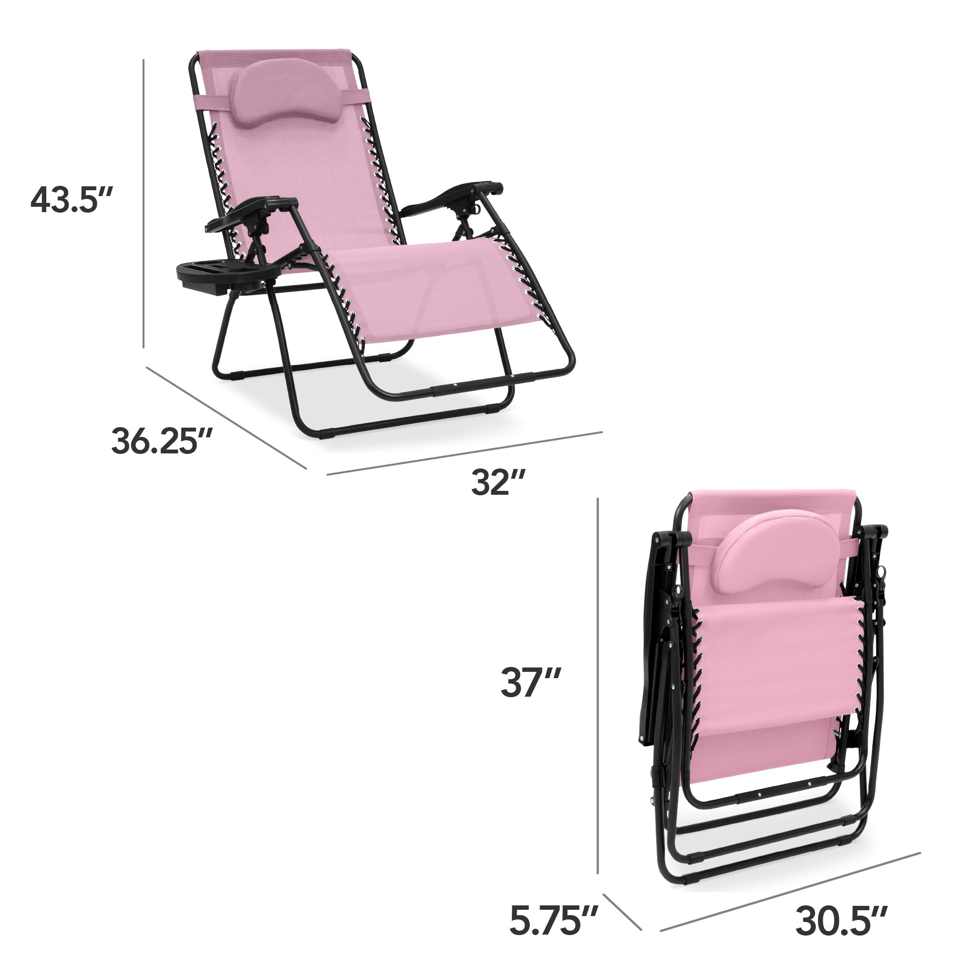 Oversized Reclining Zero Gravity Chair Lounger w/ Cup Holder, Pillow