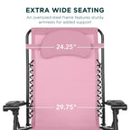 Oversized Reclining Zero Gravity Chair Lounger w/ Cup Holder, Pillow