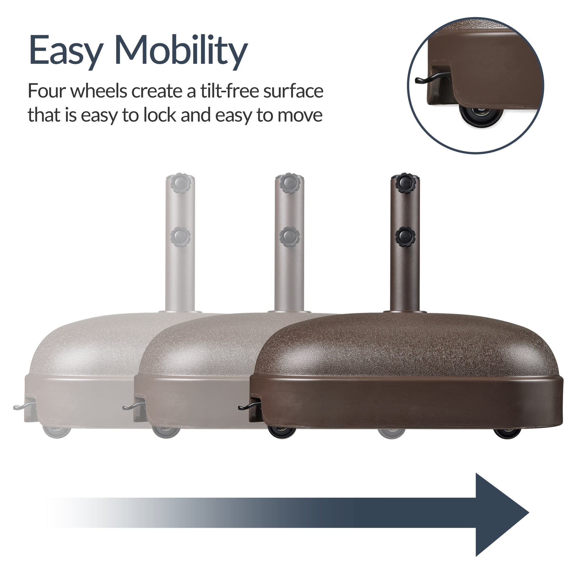 123lb Capacity Fillable Mobile Umbrella Base w/ 4 wheels - Dome Square