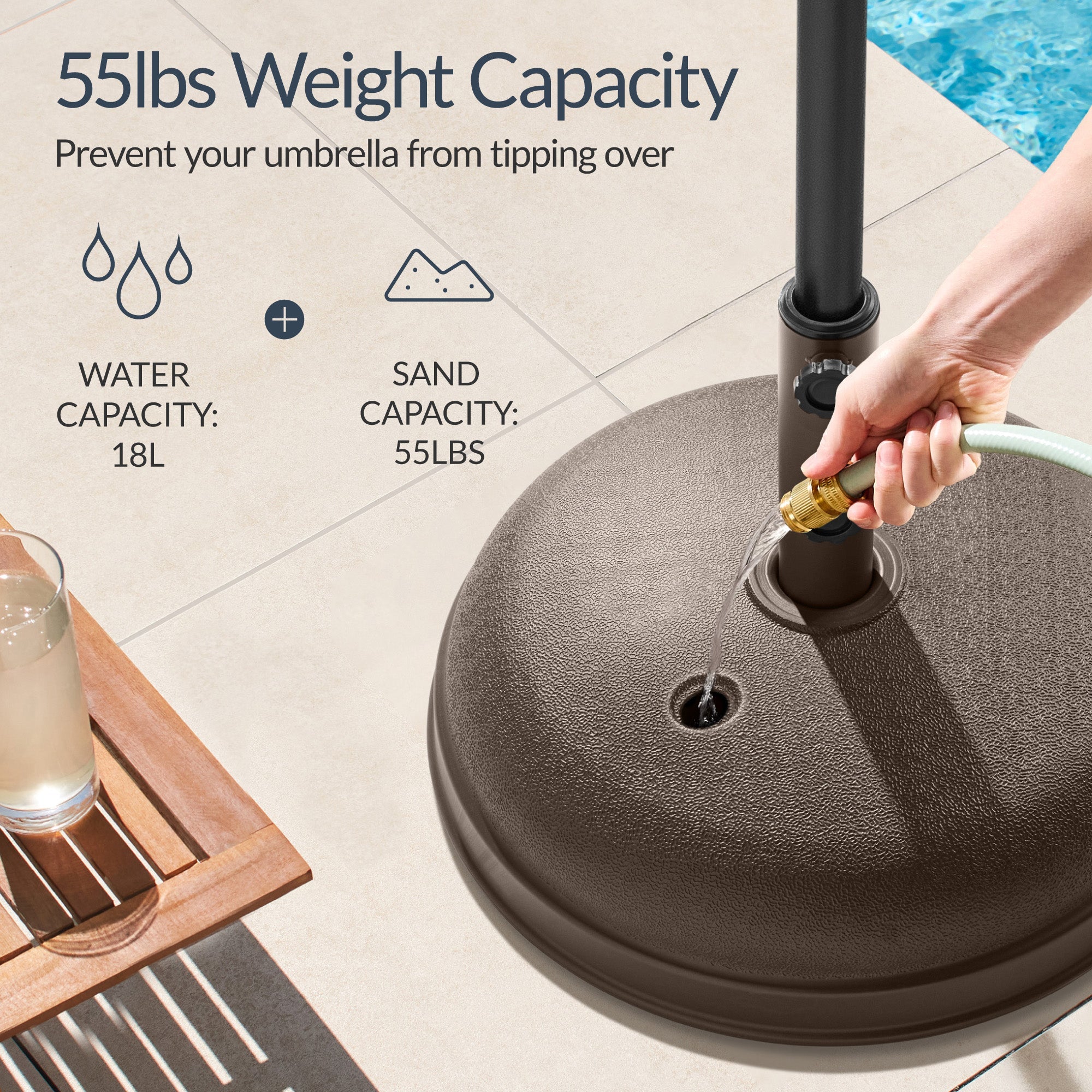 Plastic Patio Umbrella Base Pole Holder Accessory w/ Adjustable Knob