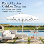 7.5ft Patio Market Umbrella,Wavy Trim, UV-Fade-Resistant, Crank & Tilt