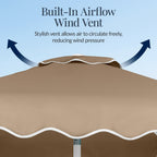 7.5ft Patio Market Umbrella,Wavy Trim, UV-Fade-Resistant, Crank & Tilt